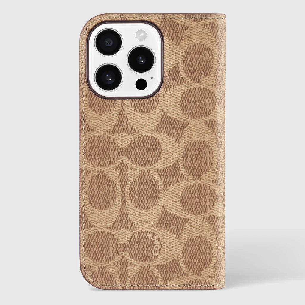 Coach iPhone 13 Pro Folio, Signature C Khaki
