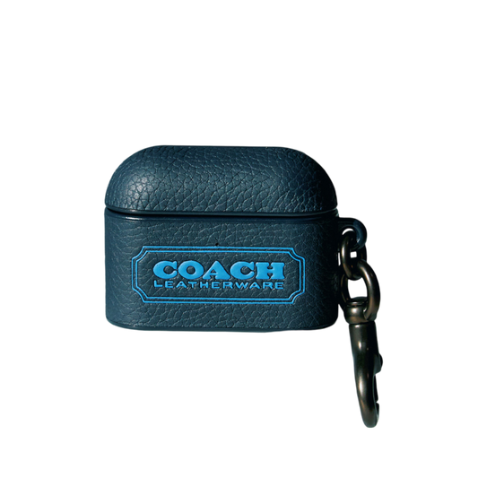 Coach AirPods Pro Wrapped Case, Coach Badge/Midnight Navy Pebbled Leather