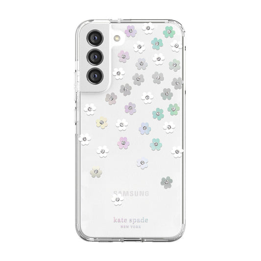 Kate Spade New York Samsung Galaxy S22 Plus 5G Defensive Hardshell, Scattered Flowers/Iridescen