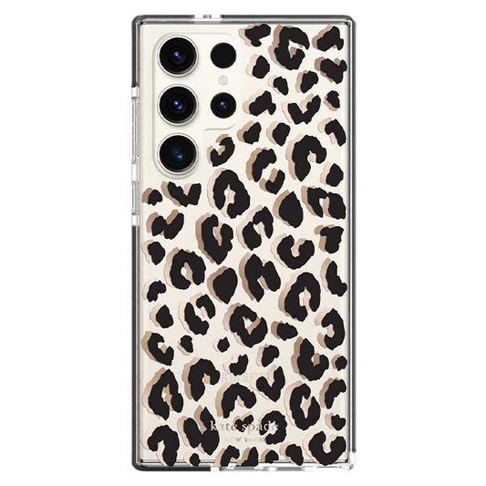 Kate Spade New York Samsung Galaxy S22 Ultra 5G Defensive Hardshell, City Leopard Black/Gold Fo