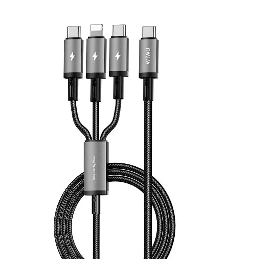 WiWU Wi-C060 USB-C to Dual USB-C+Lightning Cable, 1.2M Grey (New)