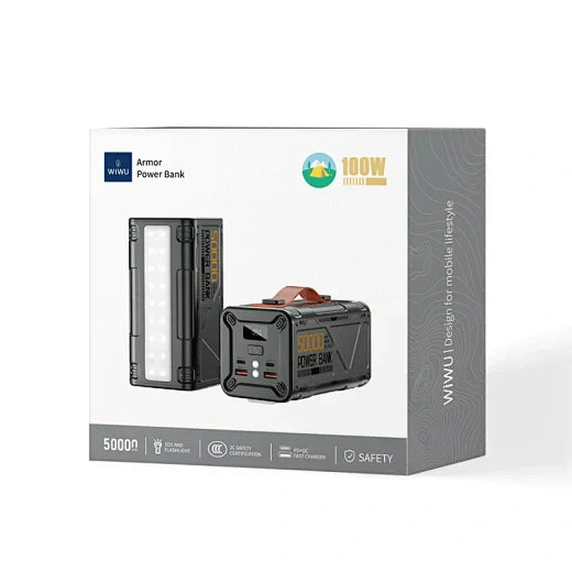 WiWU P029 Armor Power Bank 100W 50000mAh, Black (New)